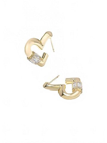 Kendra Scott Women's Emery Heart Hoop Earrings in Gold/White (view 1)