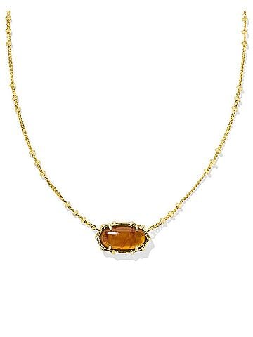 Kendra Scott Women's Elisa Bamboo Frame Short Pendant Necklace in Gold Marbled Amber Illusion (view 1)