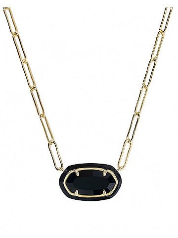 Kendra Scott Women's Elisa Enamel Frame Paperclip Necklace in Black Agate (view 1)