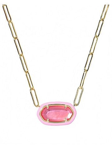 Kendra Scott Women's Elisa Enamel Frame Paperclip Necklace in Bright Pink Illusion (view 1)