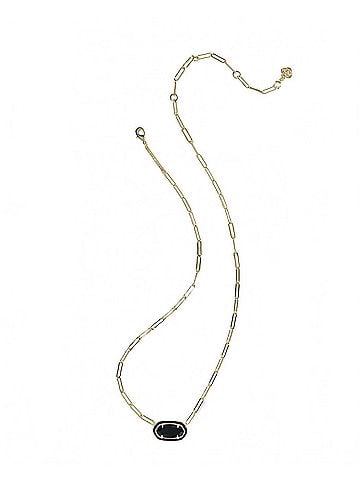 Kendra Scott Women's Elisa Enamel Frame Paperclip Necklace in Black Agate (view 2)