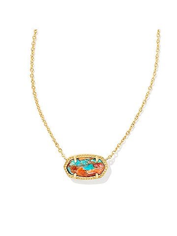 Kendra Scott Women's Elisa Pendant Necklace in Bronze Veined Turquoise (view 1)