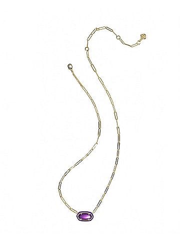 Kendra Scott Women's Elisa Enamel Frame Paperclip Necklace in Purple Mother Of Pearl (view 2)