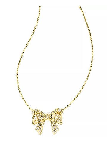 Kendra Scott Women's Krista Bow Necklace And Ashton Earrings Set in Gold/ White (view 1)