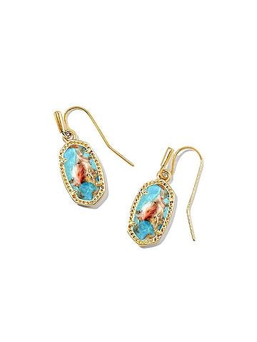 Kendra Scott Women's Lee Drop Earrings in Bronze Veined Turquoise Magnesite Red Oyster (view 1)