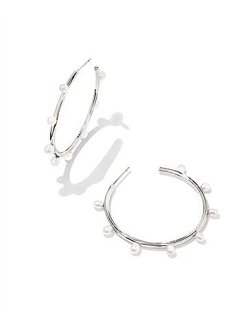 Kendra Scott Women's Leighton Hoop Earrings in Rhodium Silver (view 1)