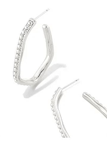 Kendra Scott Women's Lonnie Beaded Hoop Earrings in Silver (view 2)