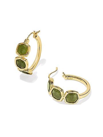 Kendra Scott Women's Maura Hoop Earrings in Gold Sage Serpentine (view 1)