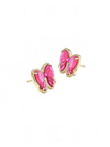 Kendra Scott Hailey Bow Stud Earrings in Pink Opal (view 1)