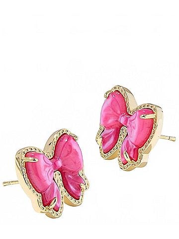 Kendra Scott Hailey Bow Stud Earrings in Pink Opal (view 2)