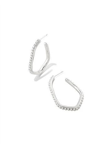 Kendra Scott Women's Lonnie Beaded Hoop Earrings in Silver (view 1)