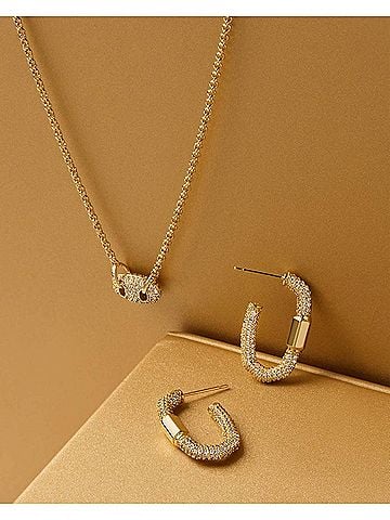 Kendra Scott Women's Emery Hoop Earrings in Gold White Crystal (view 2)