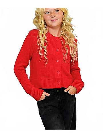 Katie J NYC Girls Piper Cardigan in Red (view 2)