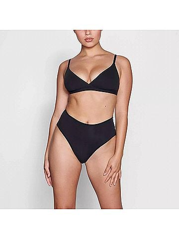 SKIMS Fits Everybody Bundle Crossover Bralette in Onyx (view 2)