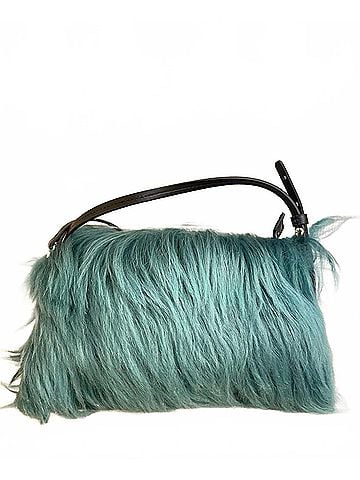 Gavazzeni Women's Amelie Leather Fur Pouch Bag in Green (view 1)