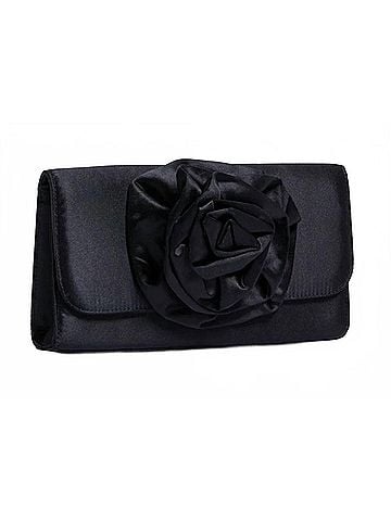 Pamela Munson Women's La Fleur Satin Evening Bag in Black (view 2)