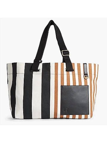 Inoui Editions Women's Sac Street Tricolor Stripe Tote Bag in Black (view 1)
