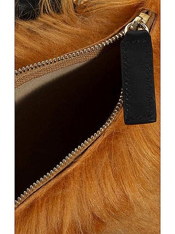 Gavazzeni Women's Amelie Leather Fur Pouch Bag in Green (view 2)