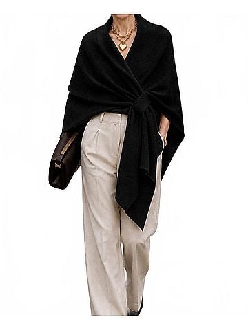 J'envie The Rachel Knit Wrap in Black (view 2)
