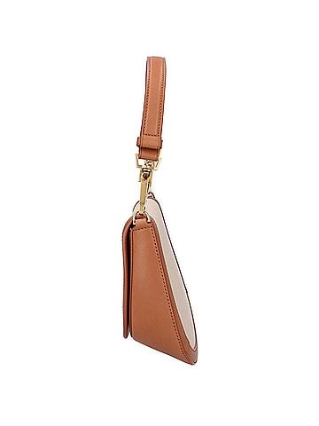 Saint Laurent Yves Saint Laurent SAINT LAURENT PARIS 818896 Beige x Brown Canvas Calf Metal Cassandra Logo Top Handle Bag Handbag - Women's (view 2)