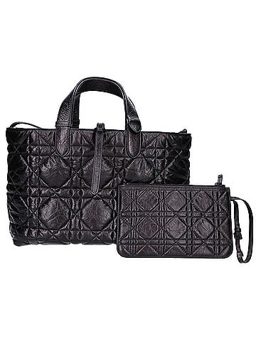 Christian Dior Christian Dior DIOR M2821SNIO_M900 Black Macro Cannage Crinkled Calfskin Dior Toujours Bag Medium Handbag - Women's (view 1)