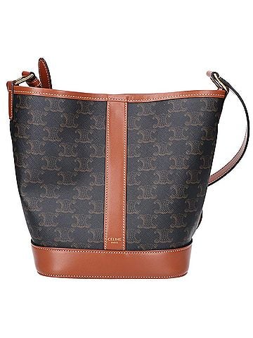 Céline CELINE Triomphe Small Bucket Bag (2021 model) x Calfskin Shoulder - Brown Women's (view 1)