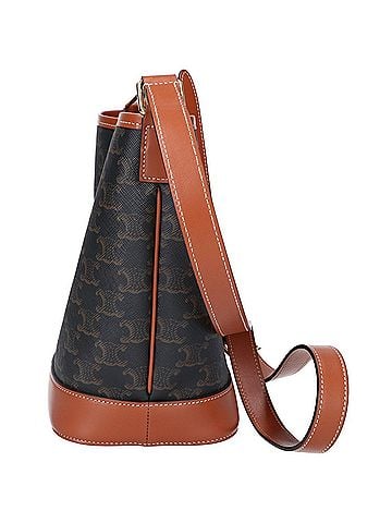 Céline CELINE Triomphe Small Bucket Bag (2021 model) x Calfskin Shoulder - Brown Women's (view 2)