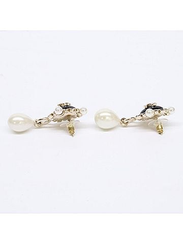 Chanel CHANEL B22P Imitation Pearl Bijou Coco Mark Drop Earrings Gold Women's (view 2)