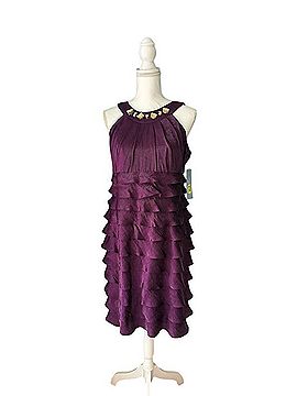 London Times Plum Ruffle Halter Dress Cocktail Dress (view 1)