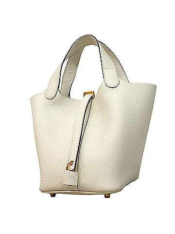 Hermès Hermes Picotin Lock PM handbag, Taurillon Clemence leather, white, W stamp, women's. (view 1)