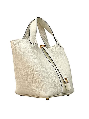 Hermès Hermes Picotin Lock PM handbag, Taurillon Clemence leather, white, W stamp, women's. (view 2)