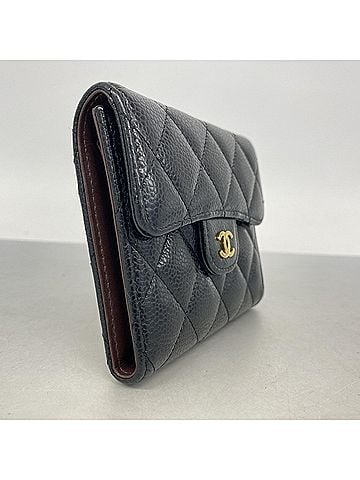 Chanel Chanel Matelassé Caviar Leather Wallet, Black, Women's (view 2)