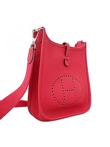 Hermès Hermes Evelyne TPM Shoulder Bag, Taurillon Novillo Leather, Framboise (Y stamp), Ladies'. (view 2)
