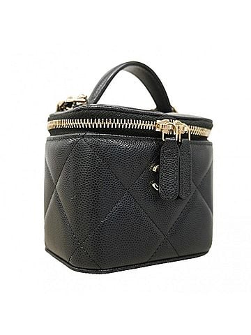 Chanel Chanel handbag/vanity bag, Matelassé chain shoulder caviar leather, black/champagne, women's. (view 2)