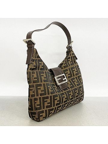 Fendi Fendi Zucca Nylon Canvas Handbag, Brown, Women's (view 2)