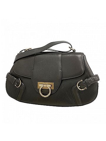 Salvatore Ferragamo Salvatore Ferragamo Gancini Leather Shoulder Bag, Black, Women's (view 1)