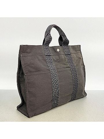 Hermès Hermes Herline MM Canvas Tote Bag, Gray, Women's (view 2)