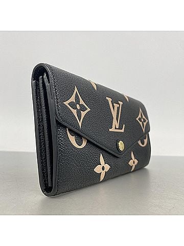 Louis Vuitton Louis Vuitton Monogram Empreinte Bicolor Portefeuille Sarah Long Wallet M80496 Black Beige Women's (view 2)