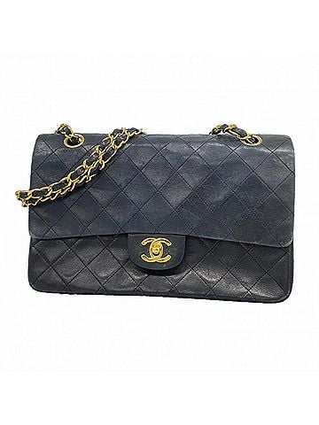 Chanel Chanel Matelassé Shoulder Bag, Double Flap, Chain, Lambskin, Black, Women's (view 1)