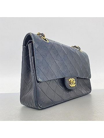 Chanel Chanel Matelassé Shoulder Bag, Double Flap, Chain, Lambskin, Black, Women's (view 2)