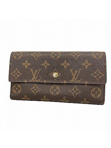Louis Vuitton Louis Vuitton Tri-fold Long Wallet Monogram Portefeuille International M61217 Brown Women's (view 1)