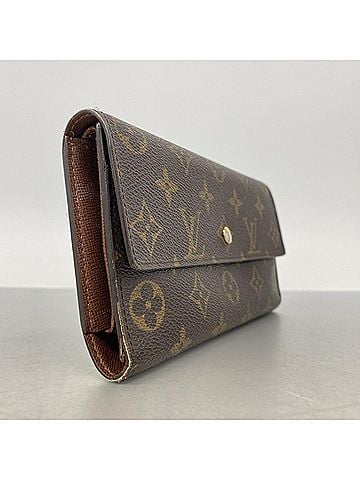 Louis Vuitton Louis Vuitton Tri-fold Long Wallet Monogram Portefeuille International M61217 Brown Women's (view 2)