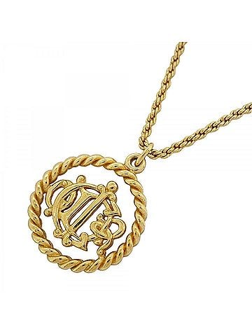 Christian Dior Christian Dior Necklace, Emblem Circle, GP Plated Gold, Women's (view 1)