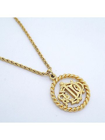 Christian Dior Christian Dior Necklace, Emblem Circle, GP Plated Gold, Women's (view 2)