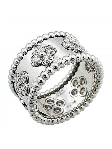 Van Cleef & Arpels Van Cleef & Arpels Perlee Clover Ring, 18K White Gold with Diamonds, Women's (view 1)