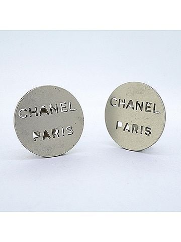 Chanel Chanel Earrings, Circle Metal Silver Women's Earrings (view 2)
