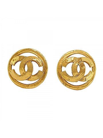 Chanel Chanel Earrings, Coco Mark Circle, GP Plated Gold, Women's (view 1)