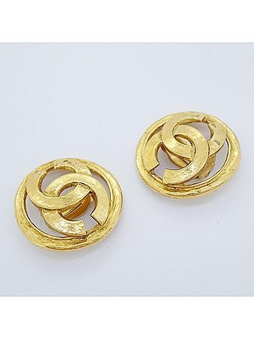 Chanel Chanel Earrings, Coco Mark Circle, GP Plated Gold, Women's (view 2)
