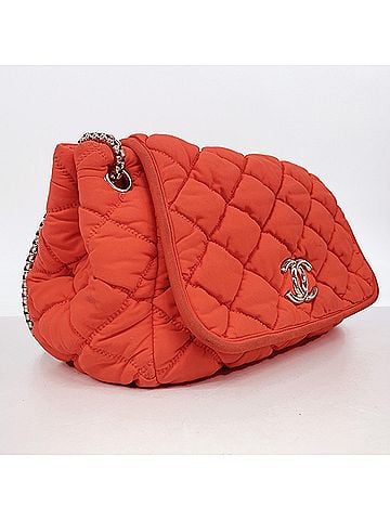 Chanel Chanel Shoulder Bag, Bubble Quilted Nylon, Red, Women's (view 2)