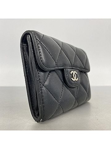 Chanel Chanel Matelassé Lambskin Wallet/Coin Case, Black, Women's, OP007098 (view 2)